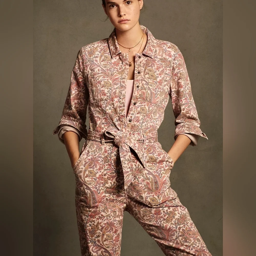 Anthropologie Pink Floral Jumpsuit - Picture 2 of 6